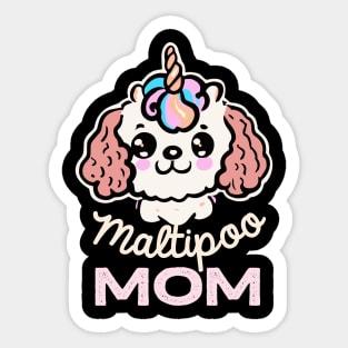 Maltipoo Mom Unicorn Dog Owner Retro Dog Mother Sticker